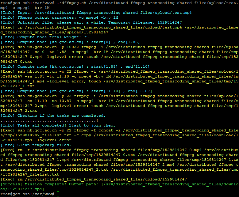 Transcoding Output Screenshot
